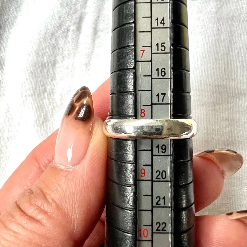 925 Peace + Protection Rainbow Flash Moonstone + Obsidian Ring Sz 8.25
